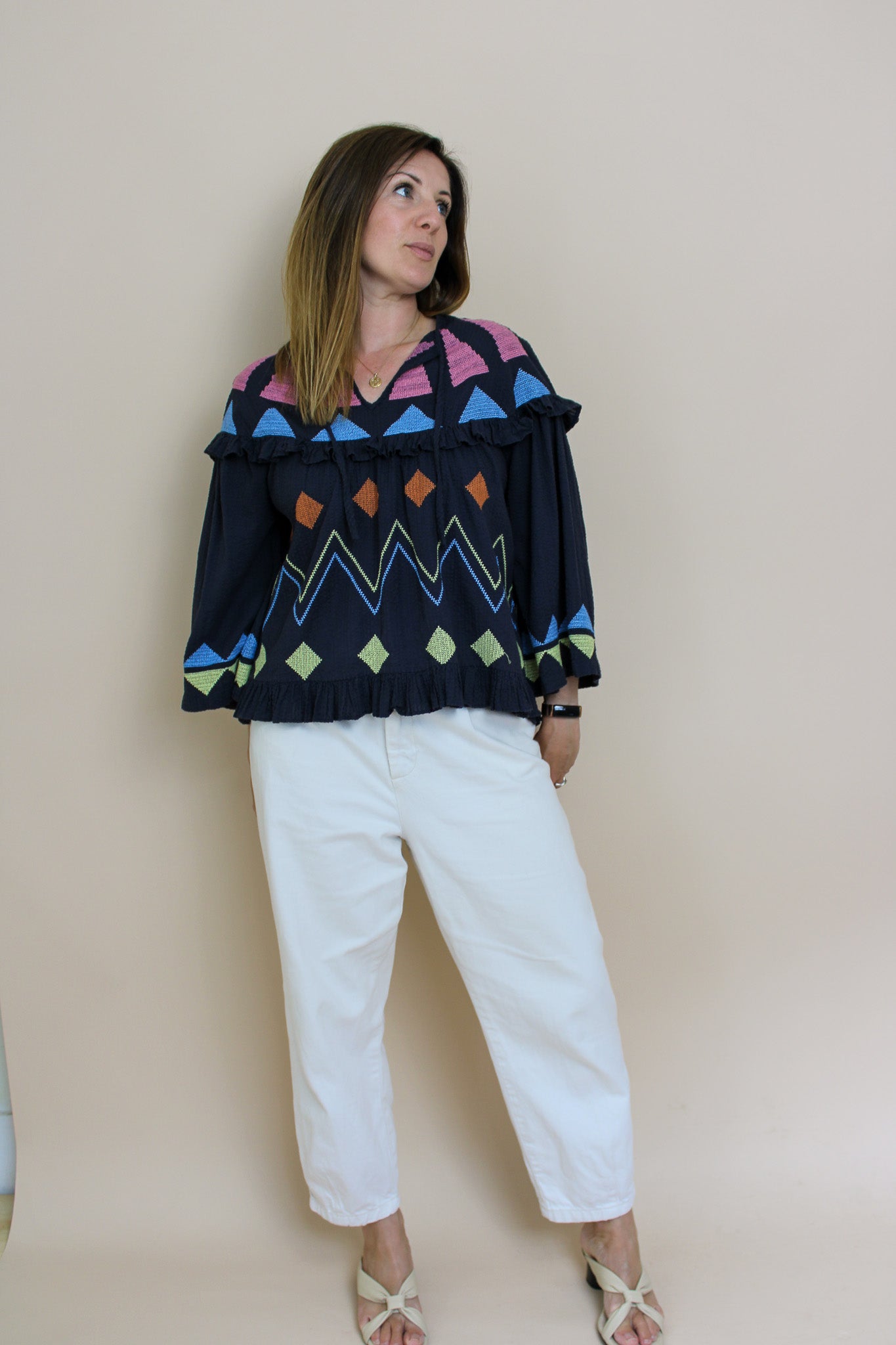 STELLA NOVA Embroidered Multi Shape Blouse Size 8-10