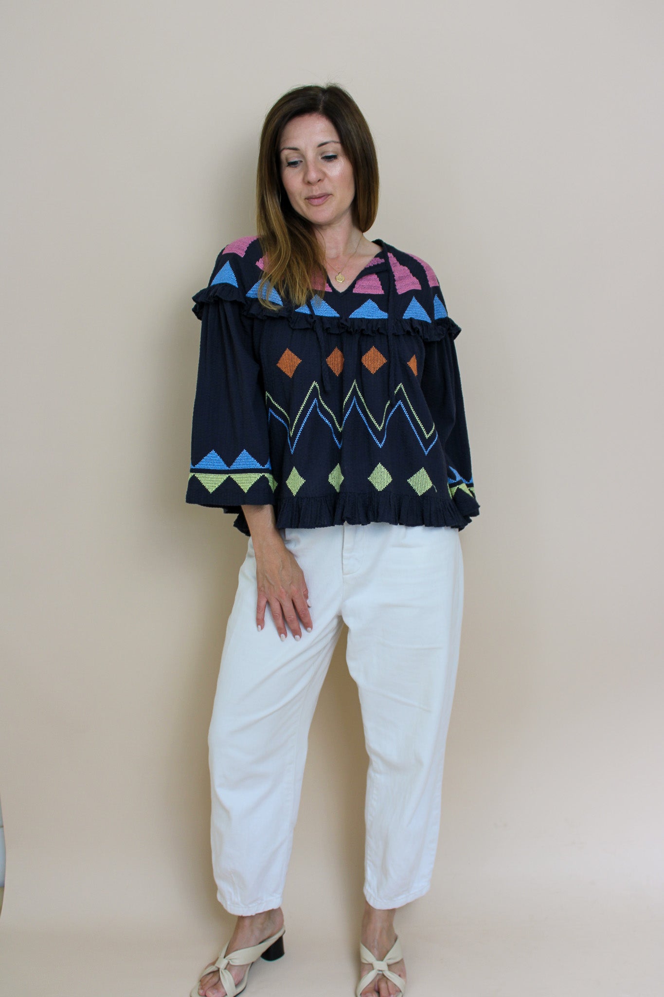 STELLA NOVA Embroidered Multi Shape Blouse Size 8-10