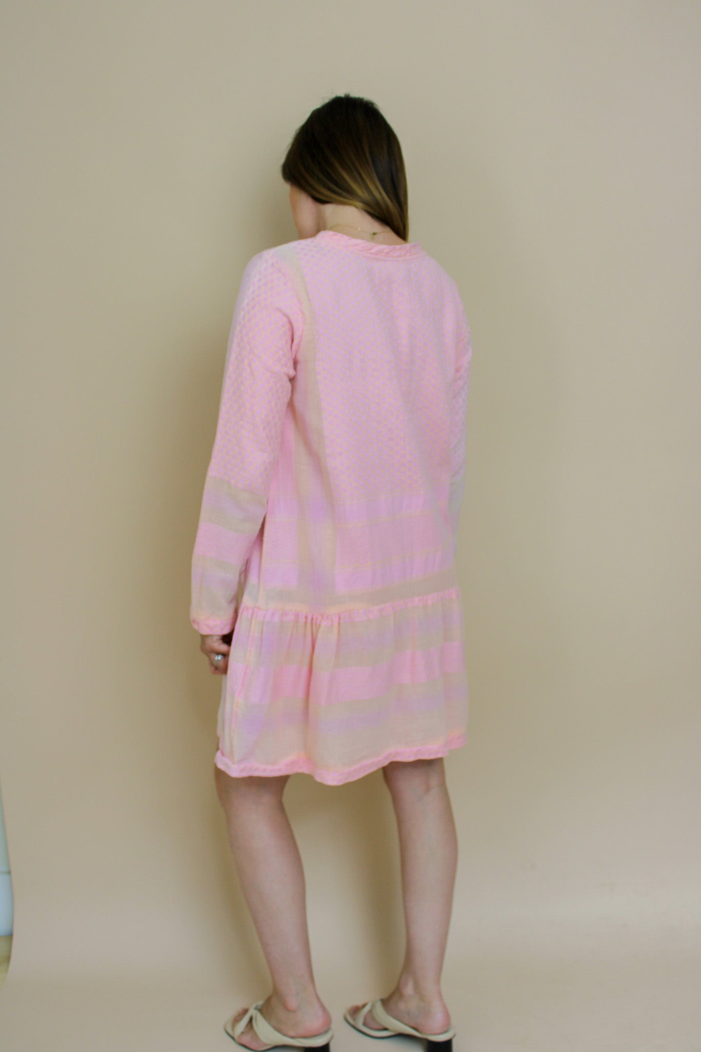 CECILIE COPENHAGEN check 2 O long sleeve midi dress Size S
