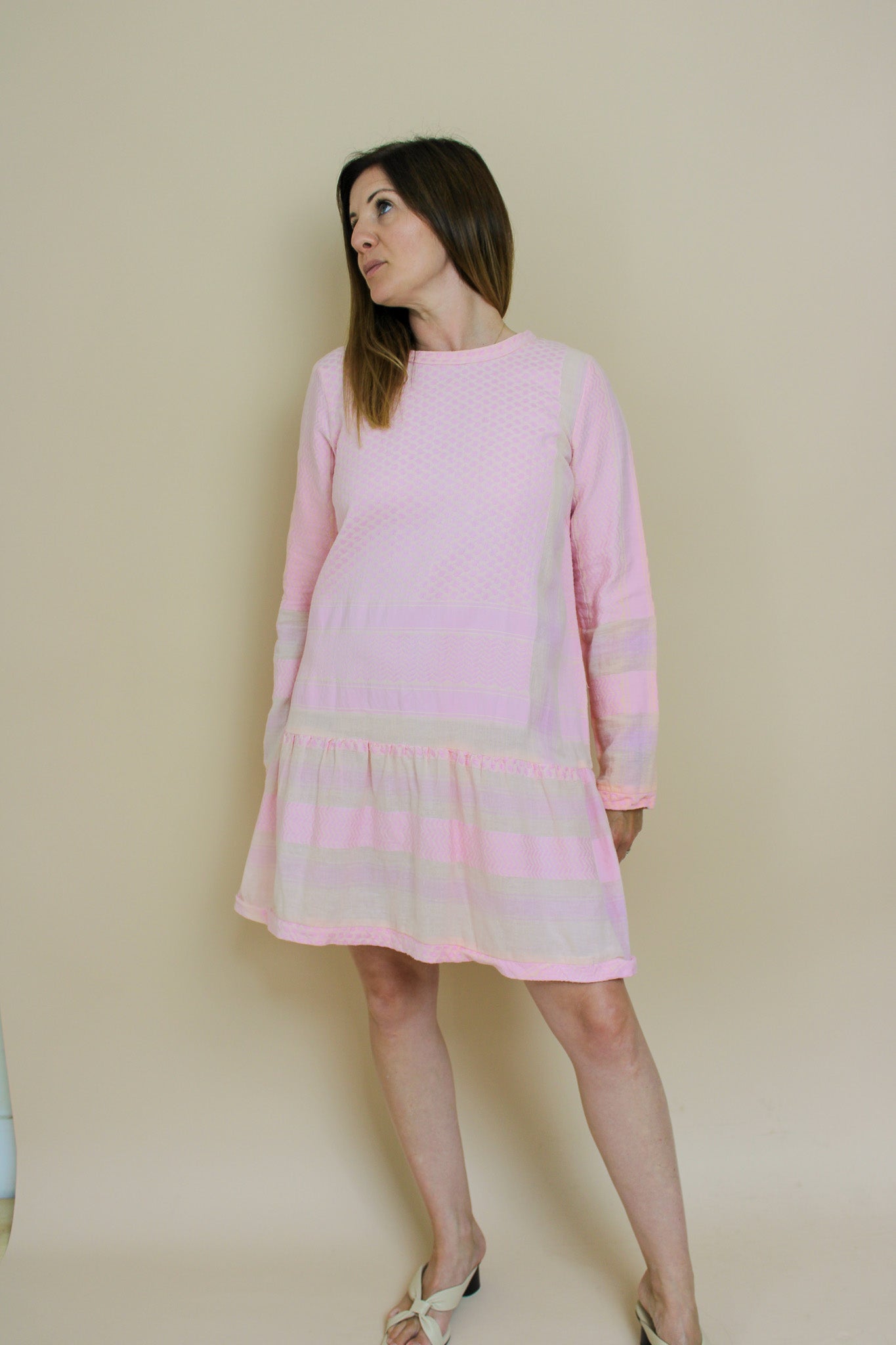 CECILIE COPENHAGEN check 2 O long sleeve midi dress Size S