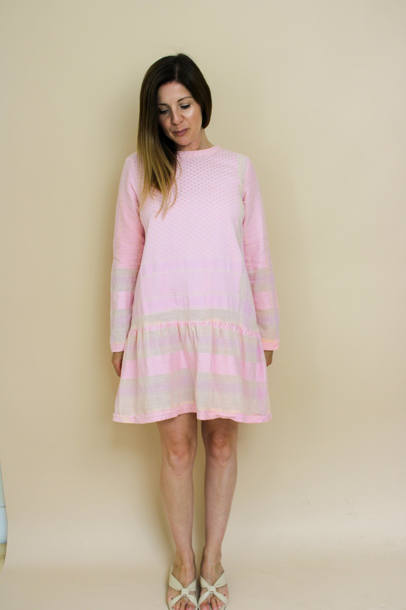 CECILIE COPENHAGEN check 2 O long sleeve midi dress Size S