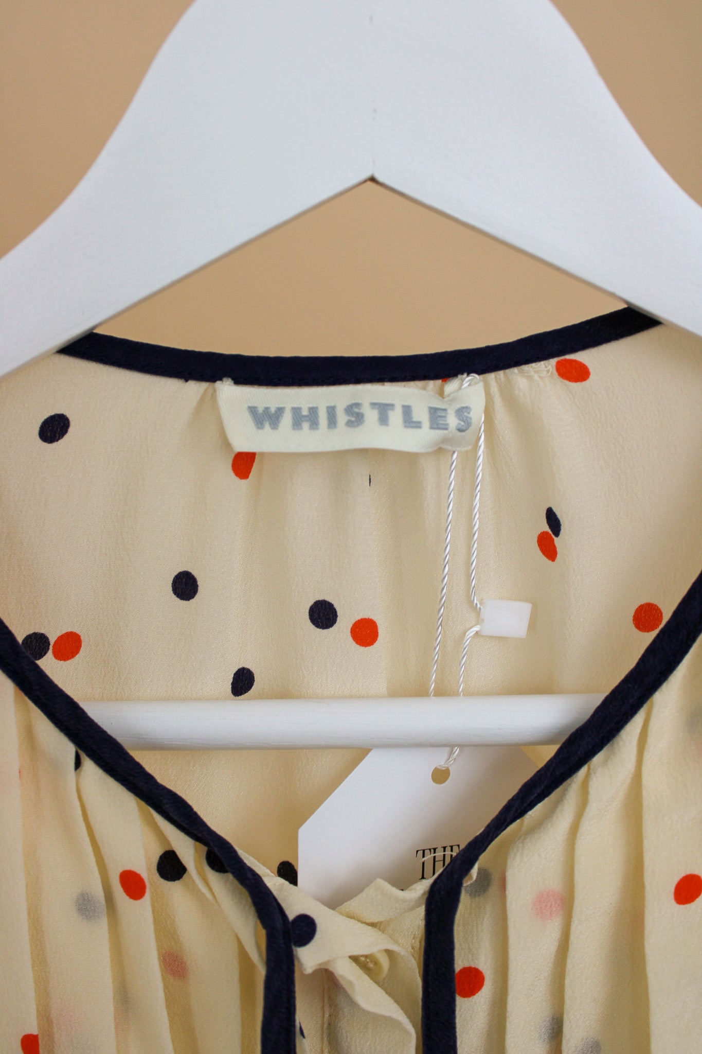 WHISTLES Sleeveless Polkadot Silk Blouse Size 10