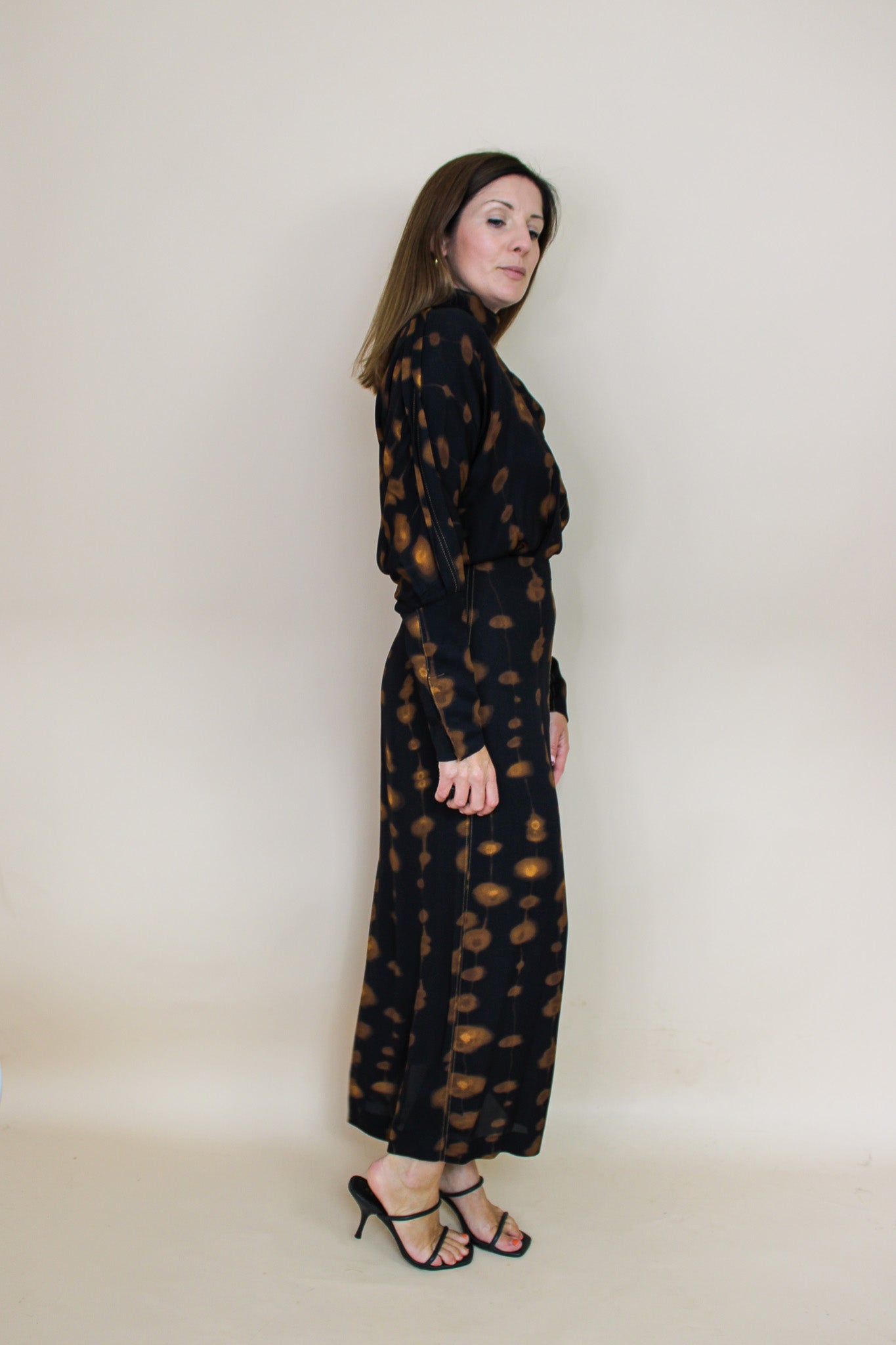 MASSIMO DUTTI Long spot print collared dress Size 8