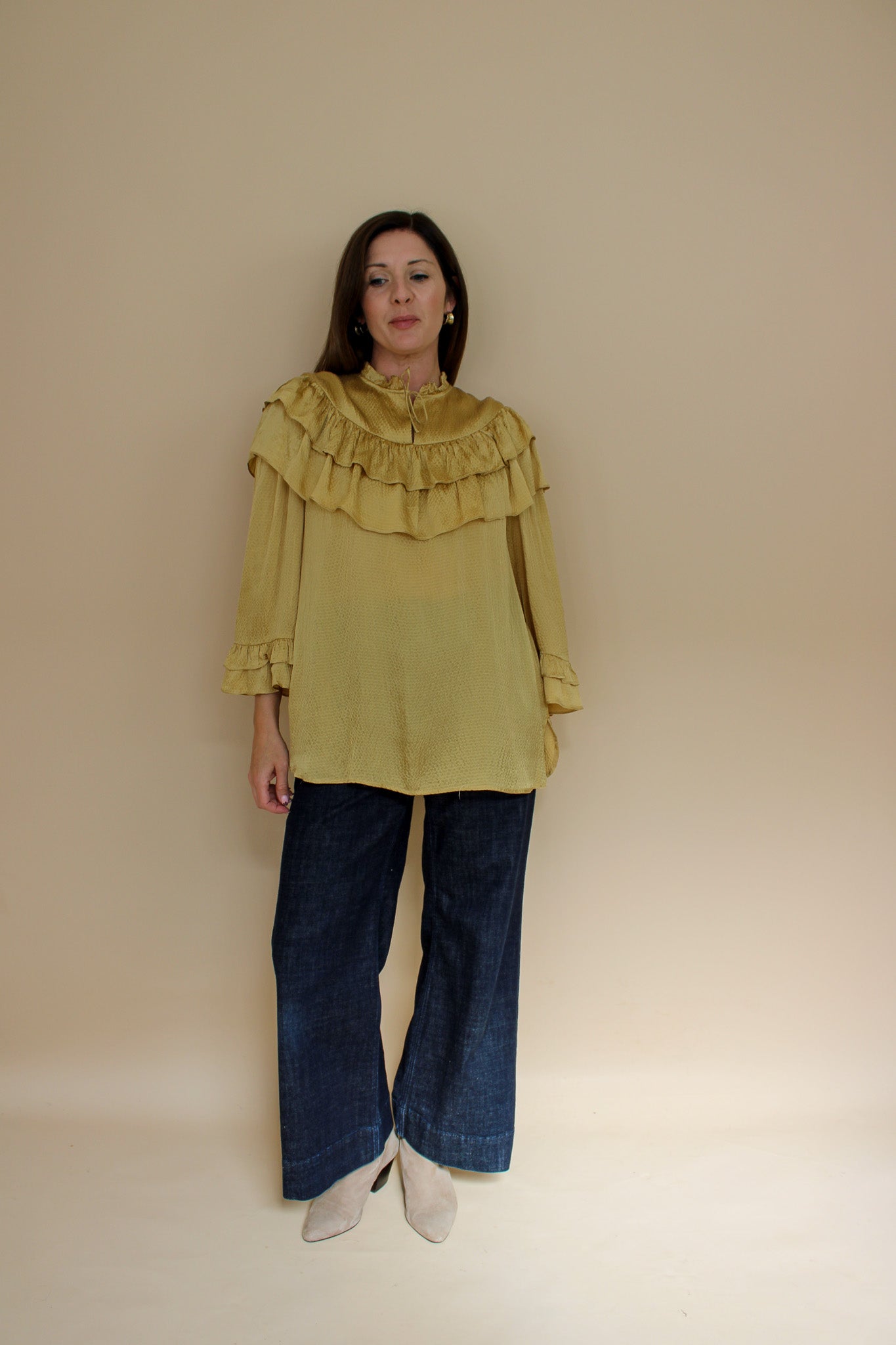 STELLA NOVA Silk Frill Long Blouse Size 10
