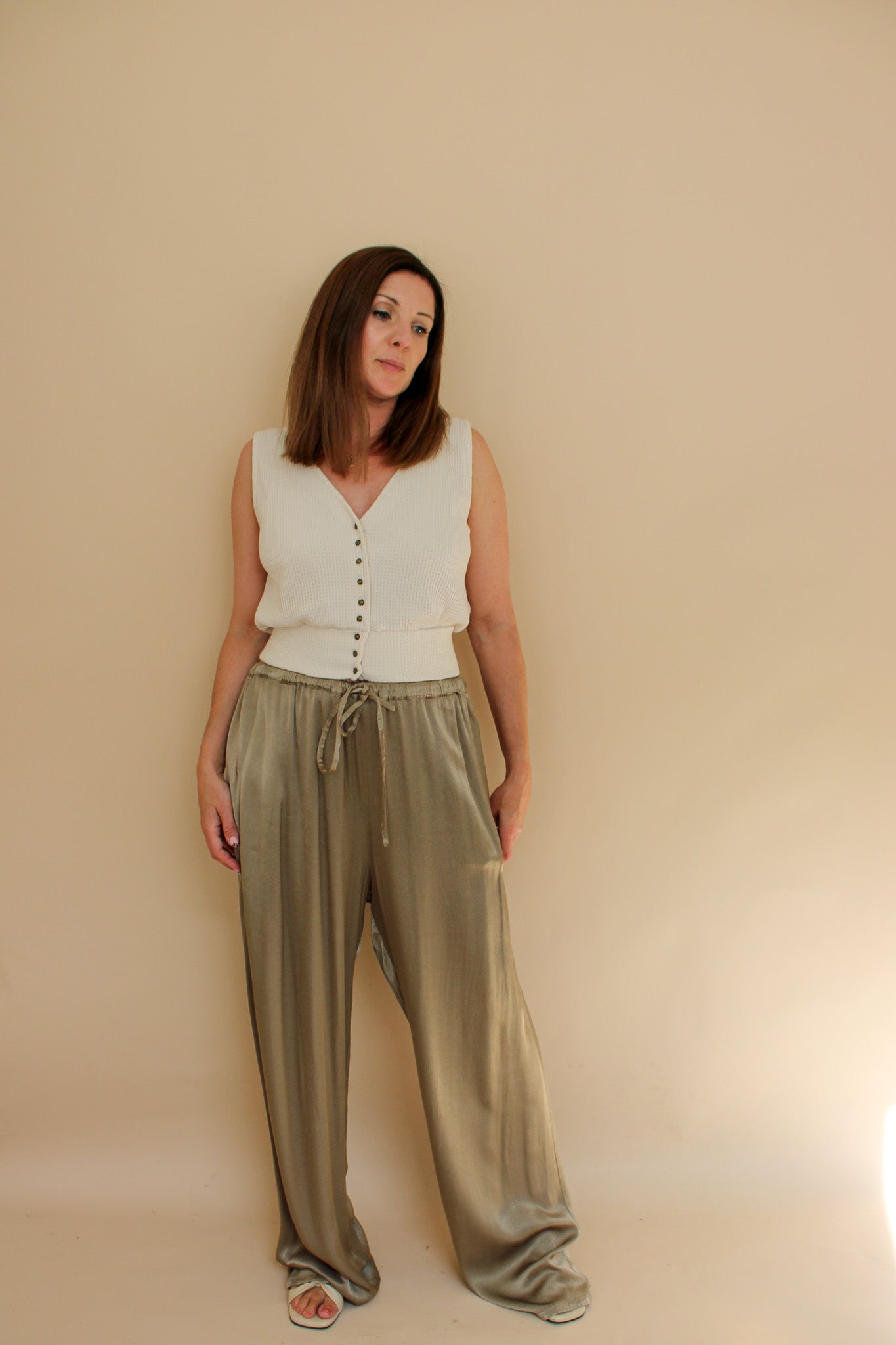GHOST Drawstring Satin Trousers Size XL