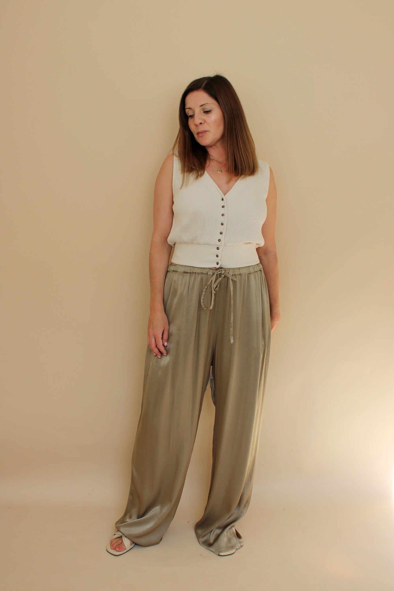 GHOST Drawstring Satin Trousers Size XL
