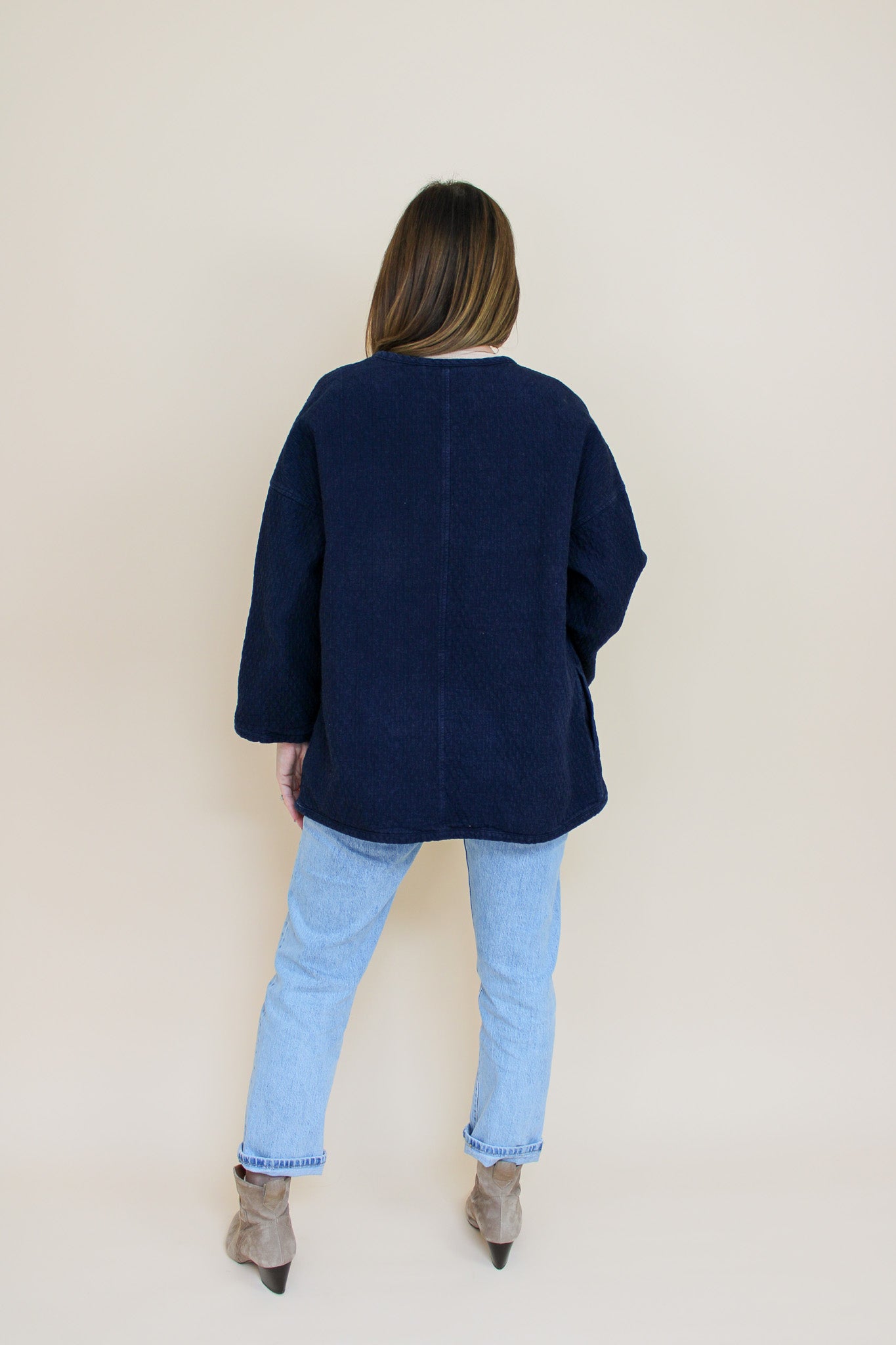 TOAST Textured Cotton Denim Open Jacket Size 10