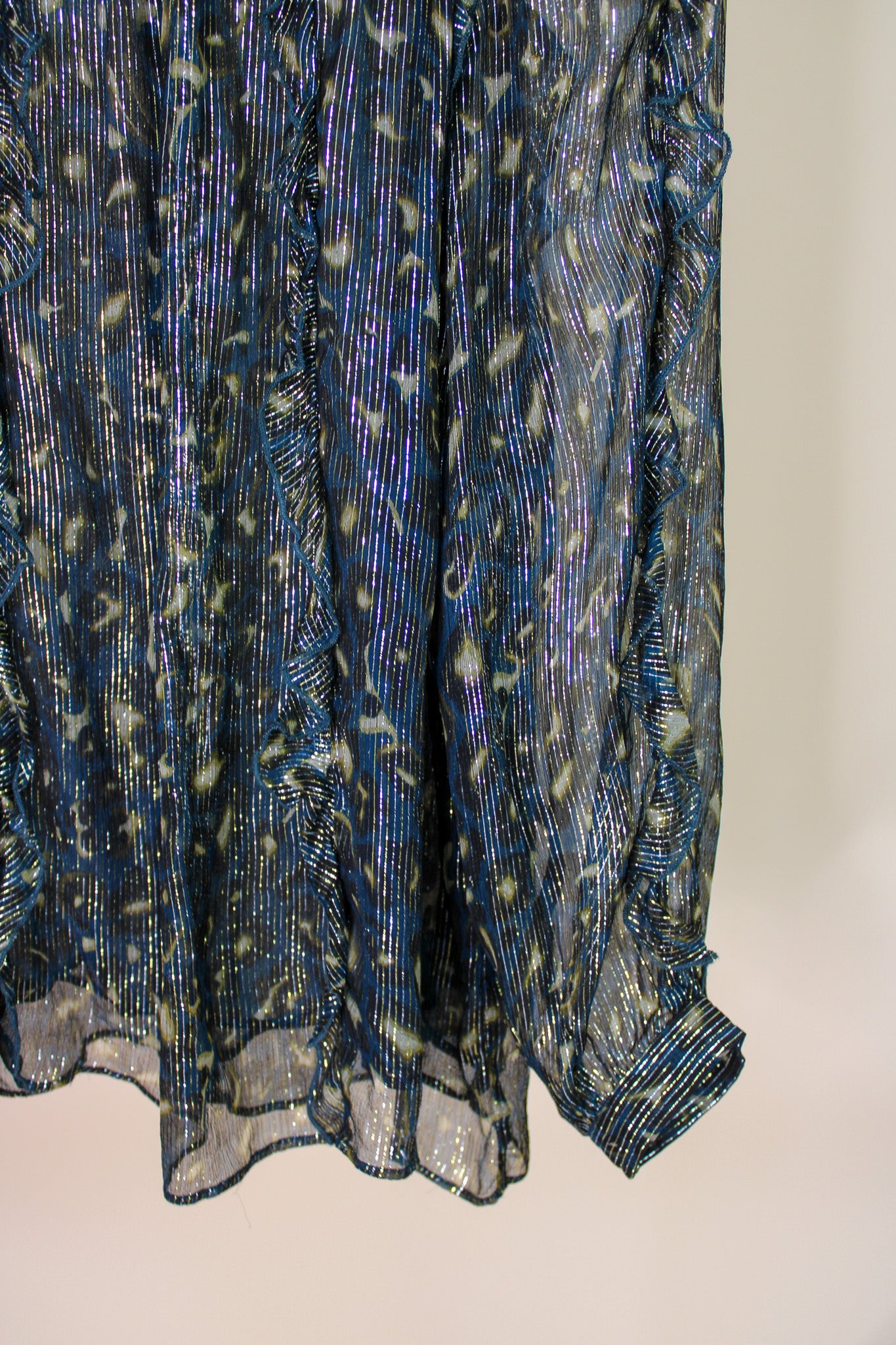 SOEUR Kayla Metallic Frill Long Sleeve Blouse Size 12