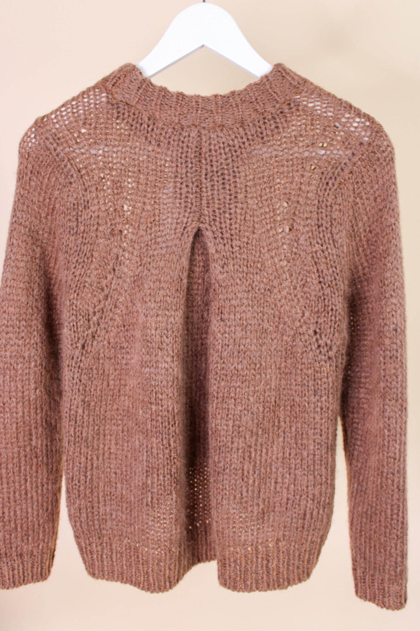 WHISTLES Chunky Open Knit Pleat Dropped Hem Jumper Size S