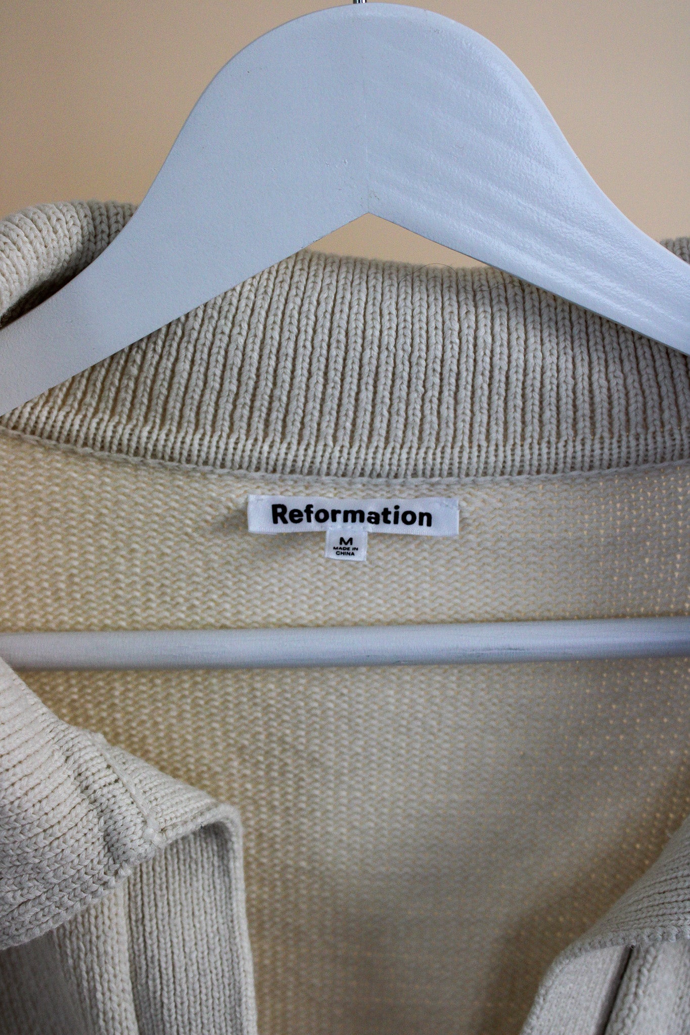 REFORMATION Organic Cotton Collar Pullover Jumper Size M