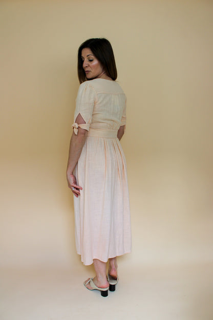 FREE PEOPLE Button Front V Neck Midi Dress Size S