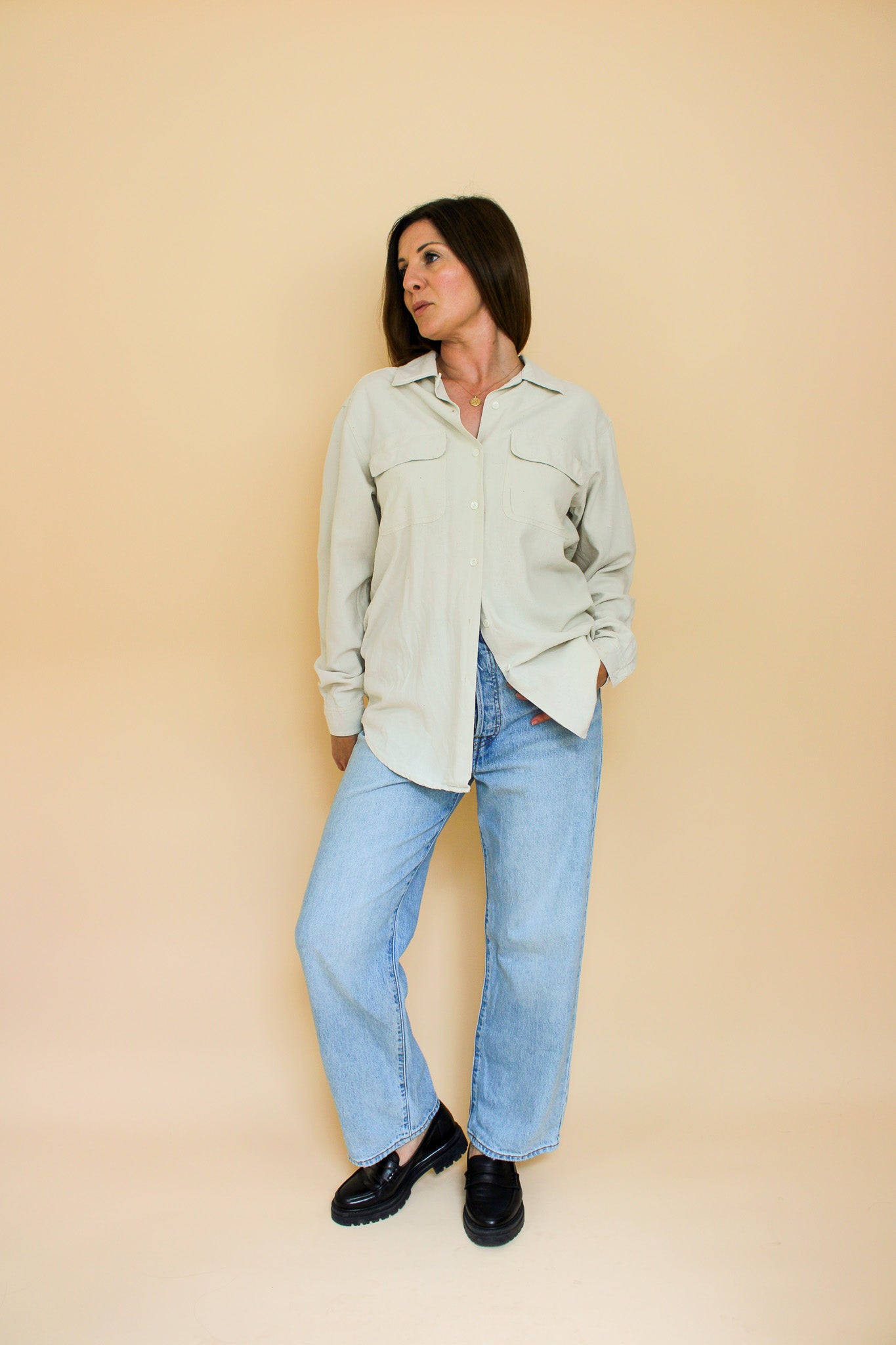 VINTAGE Miss Selfridge Raw Silk Pocket Shirt Size 10