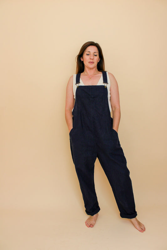 CLARY & PEG Linen Dungarees Size M