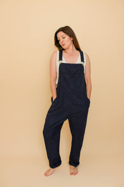 CLARY & PEG Linen Dungarees Size M