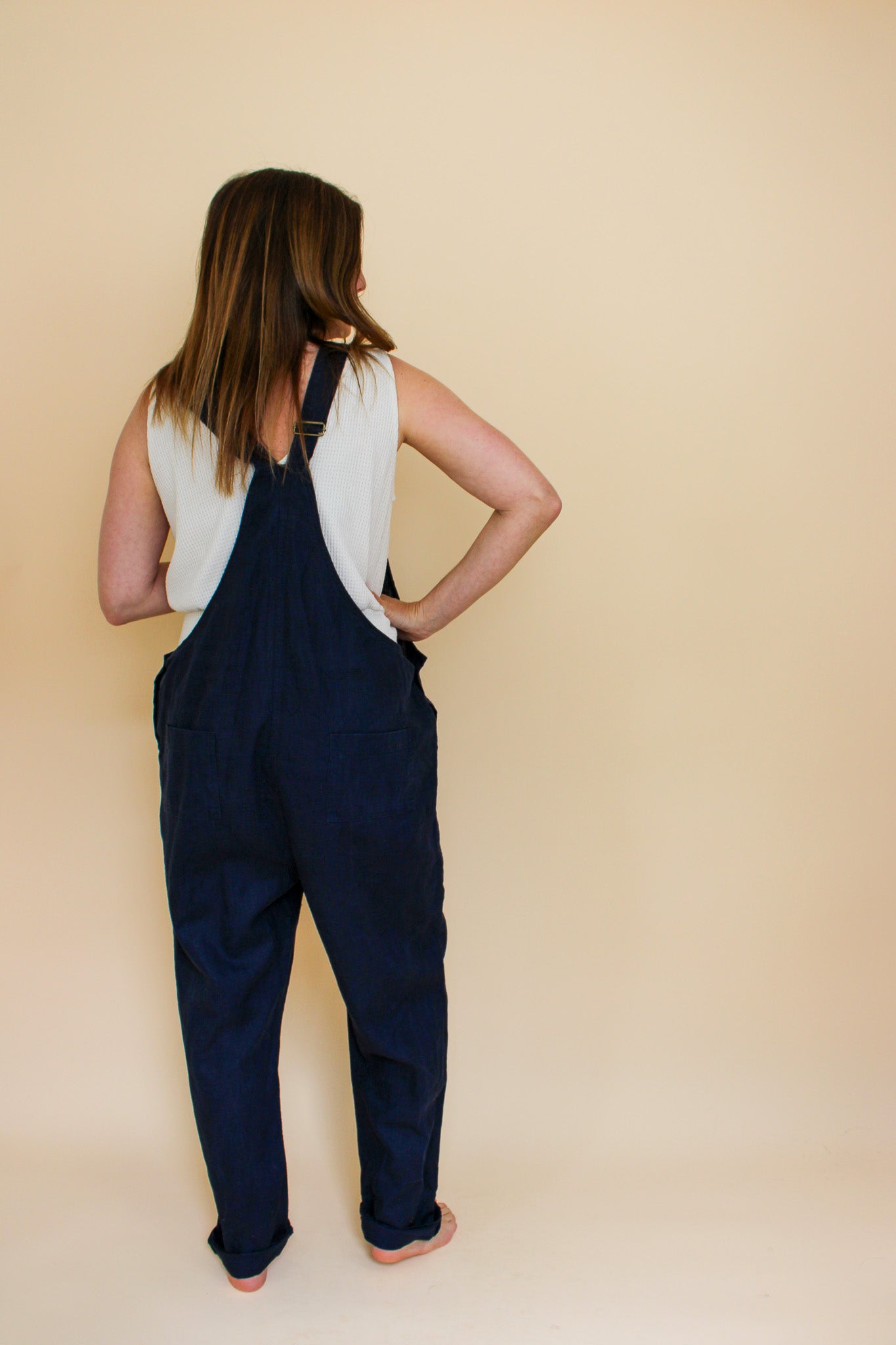 CLARY & PEG Linen Dungarees Size M