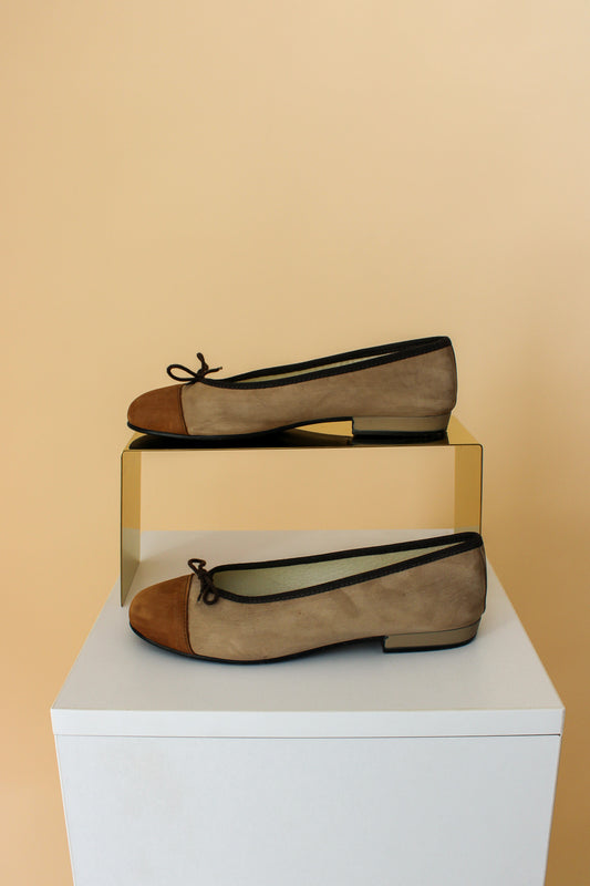 FRENCH SOLE Contrast Toe Ballet Flats Size 4