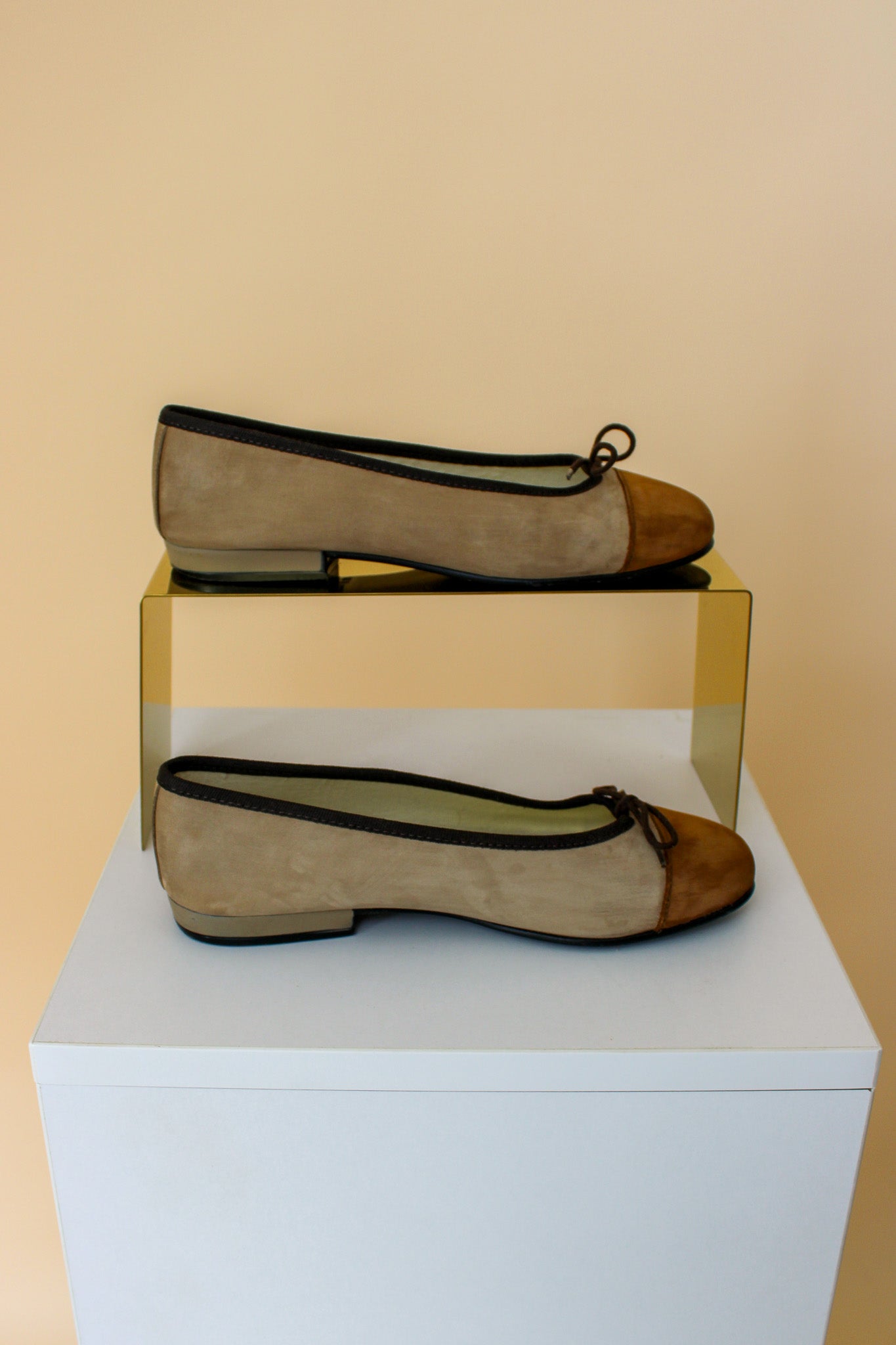 FRENCH SOLE Contrast Toe Ballet Flats Size 4