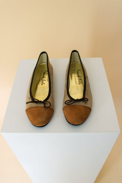 FRENCH SOLE Contrast Toe Ballet Flats Size 4