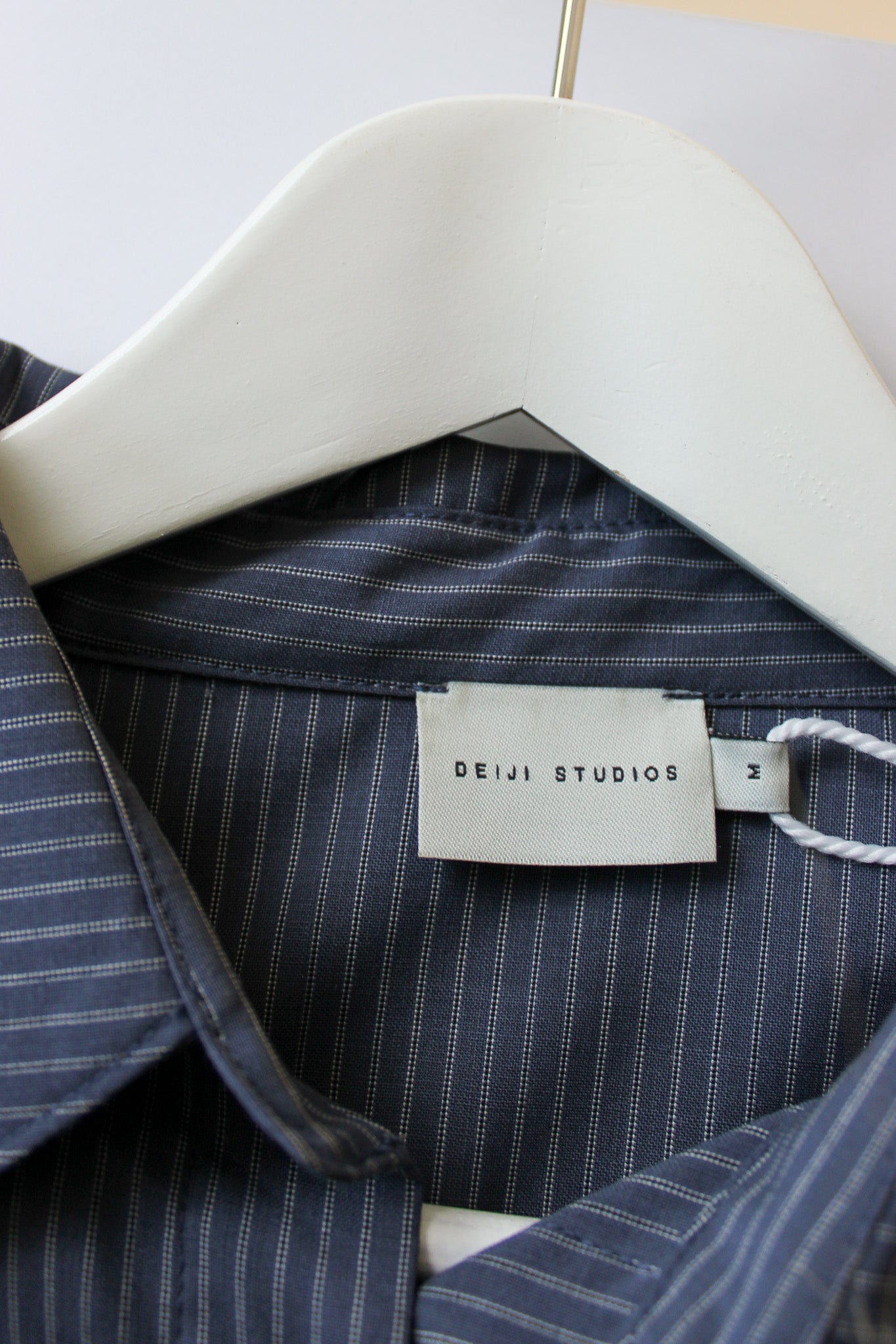 DEIJI STUDIOS Pocket Woven Wool Pinstripe Shirt Size M