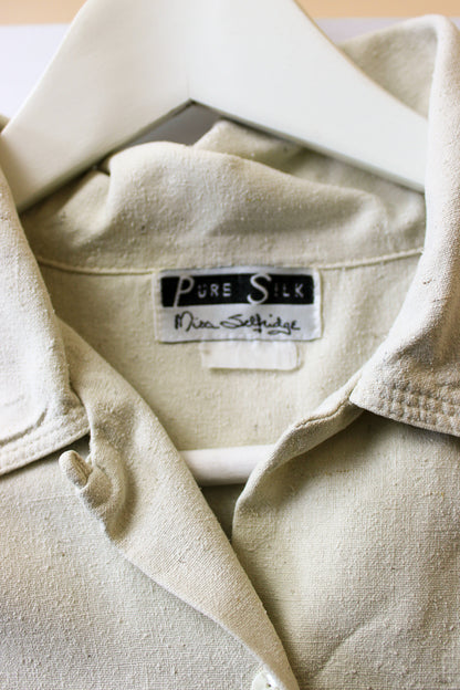 VINTAGE Miss Selfridge Raw Silk Pocket Shirt Size 10