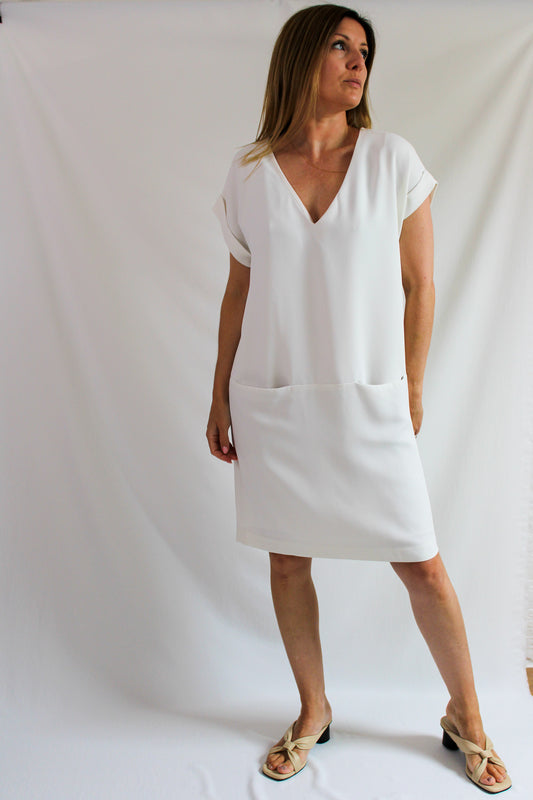 VINCE V Neck Pocket Shift Dress UK 10-12