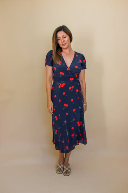 REALISATION PAR The Teale Wild Cherry wrap Midi Dress Size L