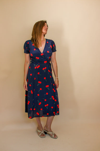 REALISATION PAR The Teale Wild Cherry wrap Midi Dress Size L