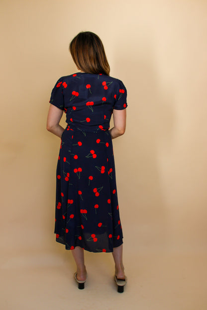 REALISATION PAR The Teale Wild Cherry wrap Midi Dress Size L