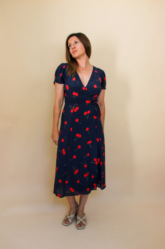 REALISATION PAR The Teale Wild Cherry wrap Midi Dress Size L