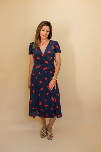 REALISATION PAR The Teale Wild Cherry wrap Midi Dress Size L
