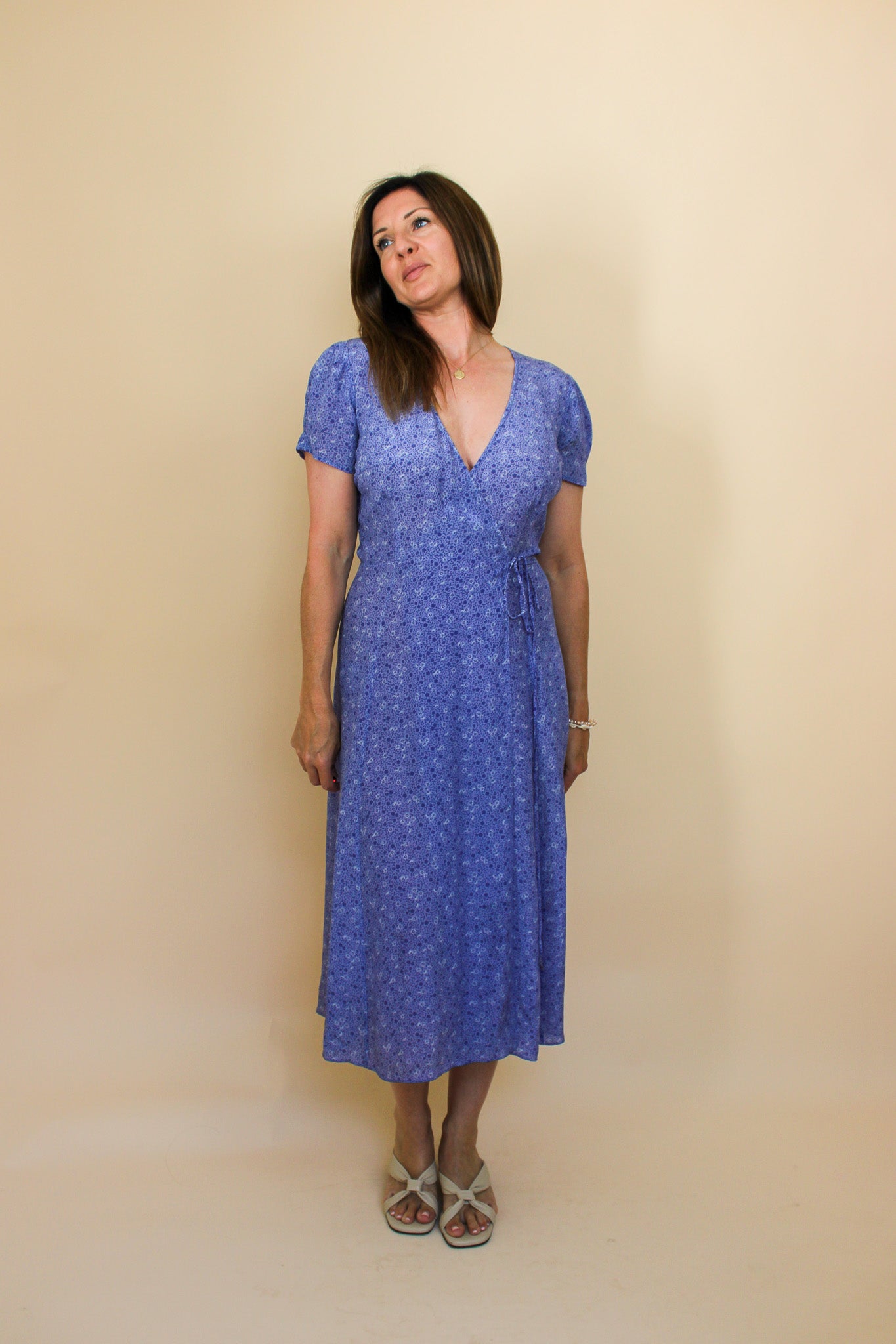 REALISATION PAR The Teale Ditsy Floral wrap Midi Dress Size M