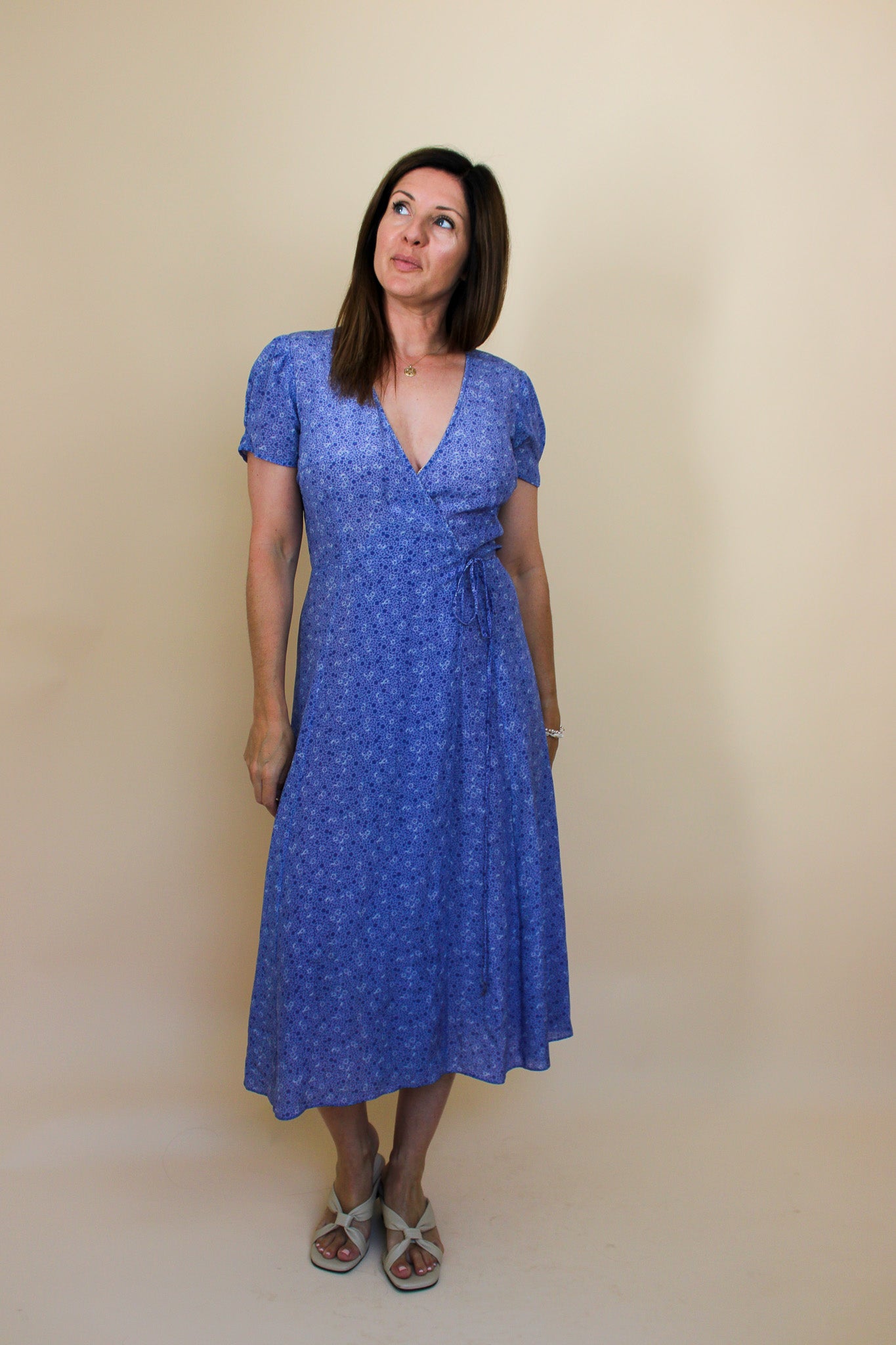 REALISATION PAR The Teale Ditsy Floral wrap Midi Dress Size M
