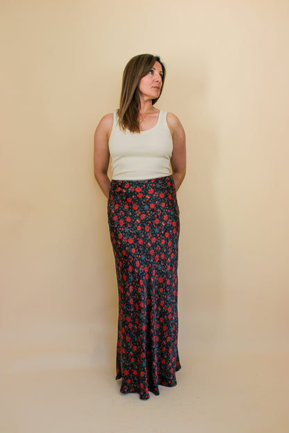 REALISATION PAR The Joni Silk Batik floral Midi Skirt Size XL