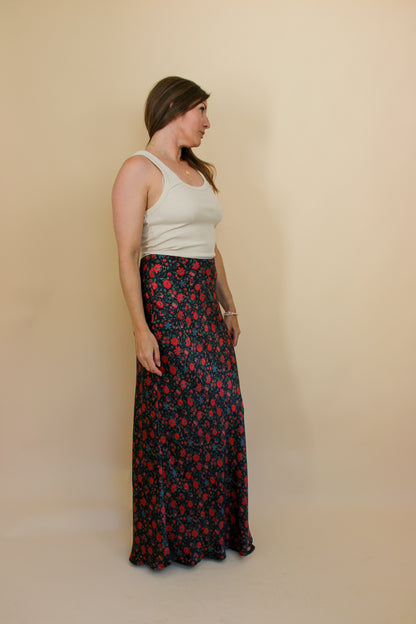REALISATION PAR The Joni Silk Batik floral Midi Skirt Size XL