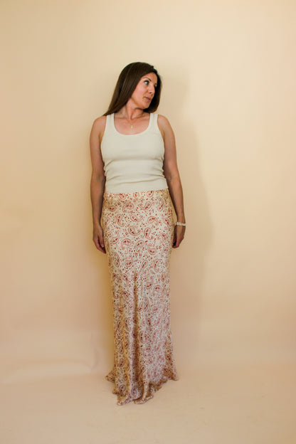 REALISATION PAR The Joni Silk Paisley Midi Skirt Size XL