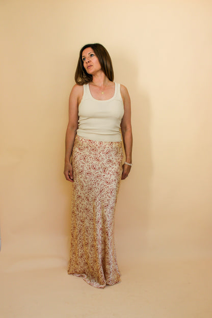 REALISATION PAR The Joni Silk Paisley Midi Skirt Size XL