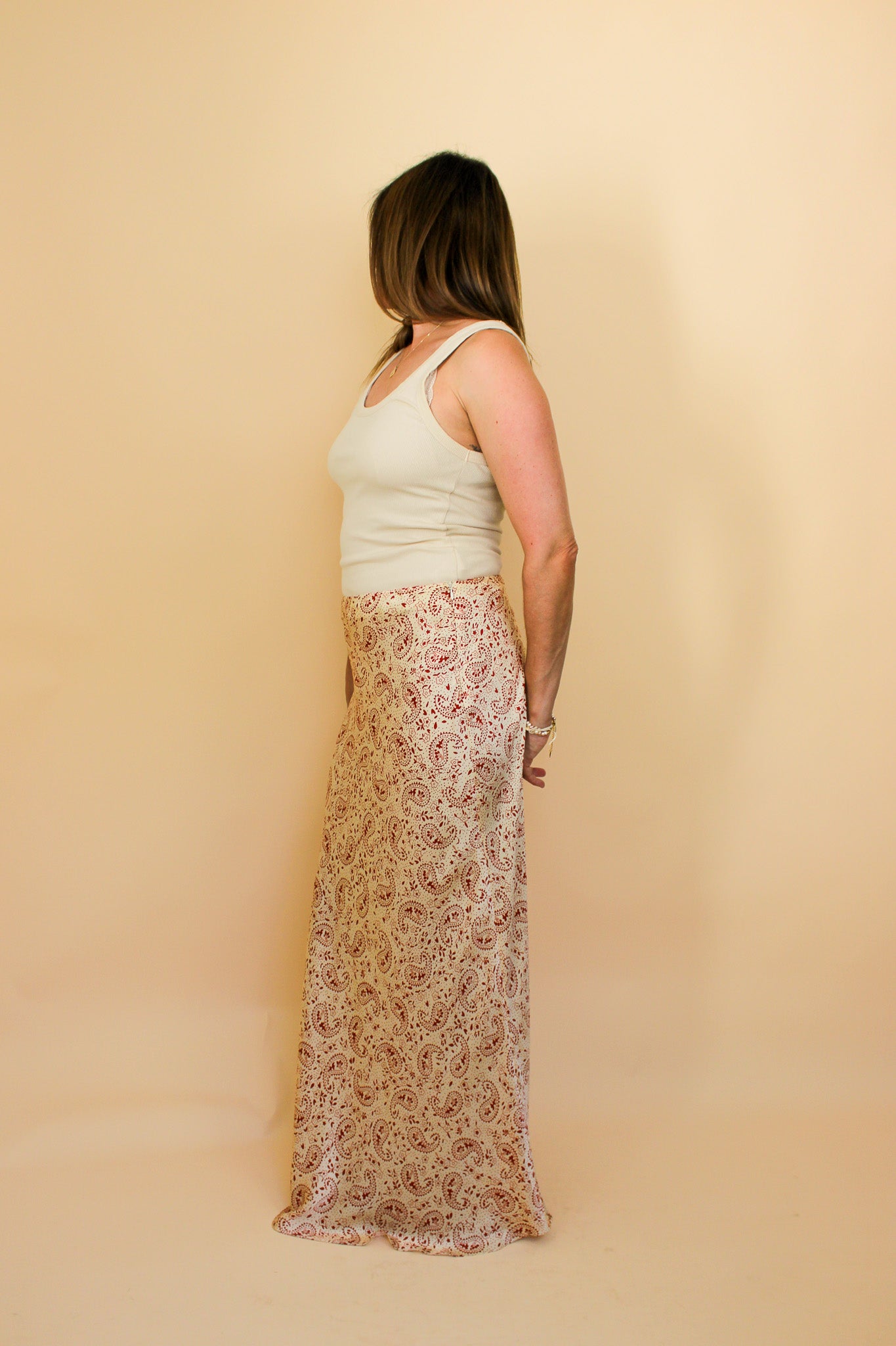 REALISATION PAR The Joni Silk Paisley Midi Skirt Size XL