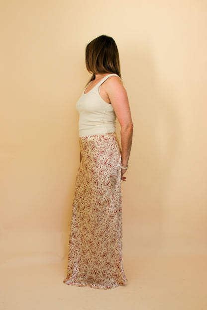 REALISATION PAR The Joni Silk Paisley Midi Skirt Size XL