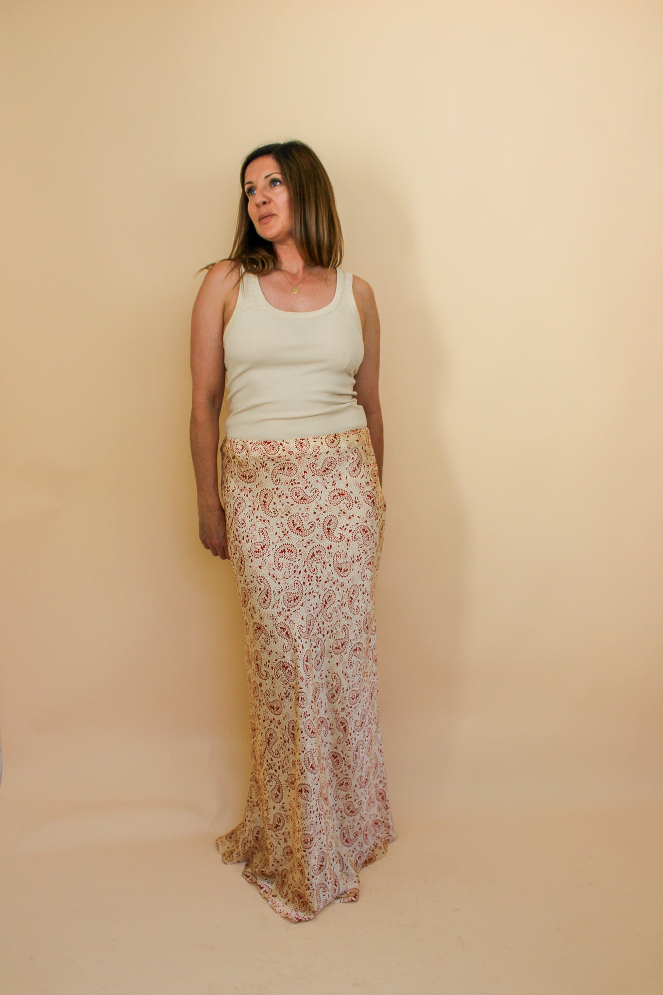 REALISATION PAR The Joni Silk Paisley Midi Skirt Size XL