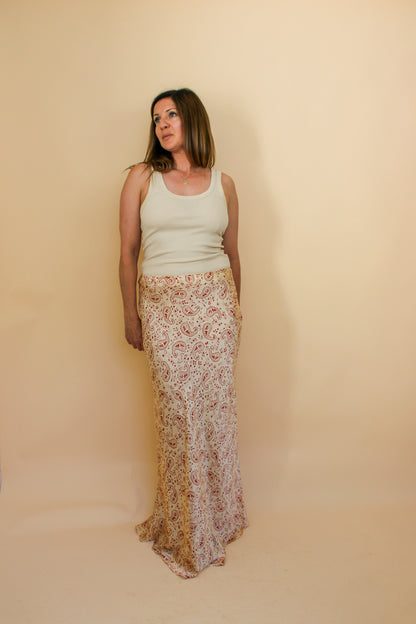REALISATION PAR The Joni Silk Paisley Midi Skirt Size XL