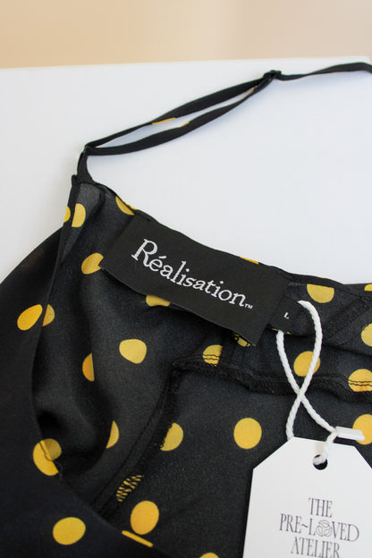 REALISATION PAR The Iggy Polkadot Slip Midi dress Size L