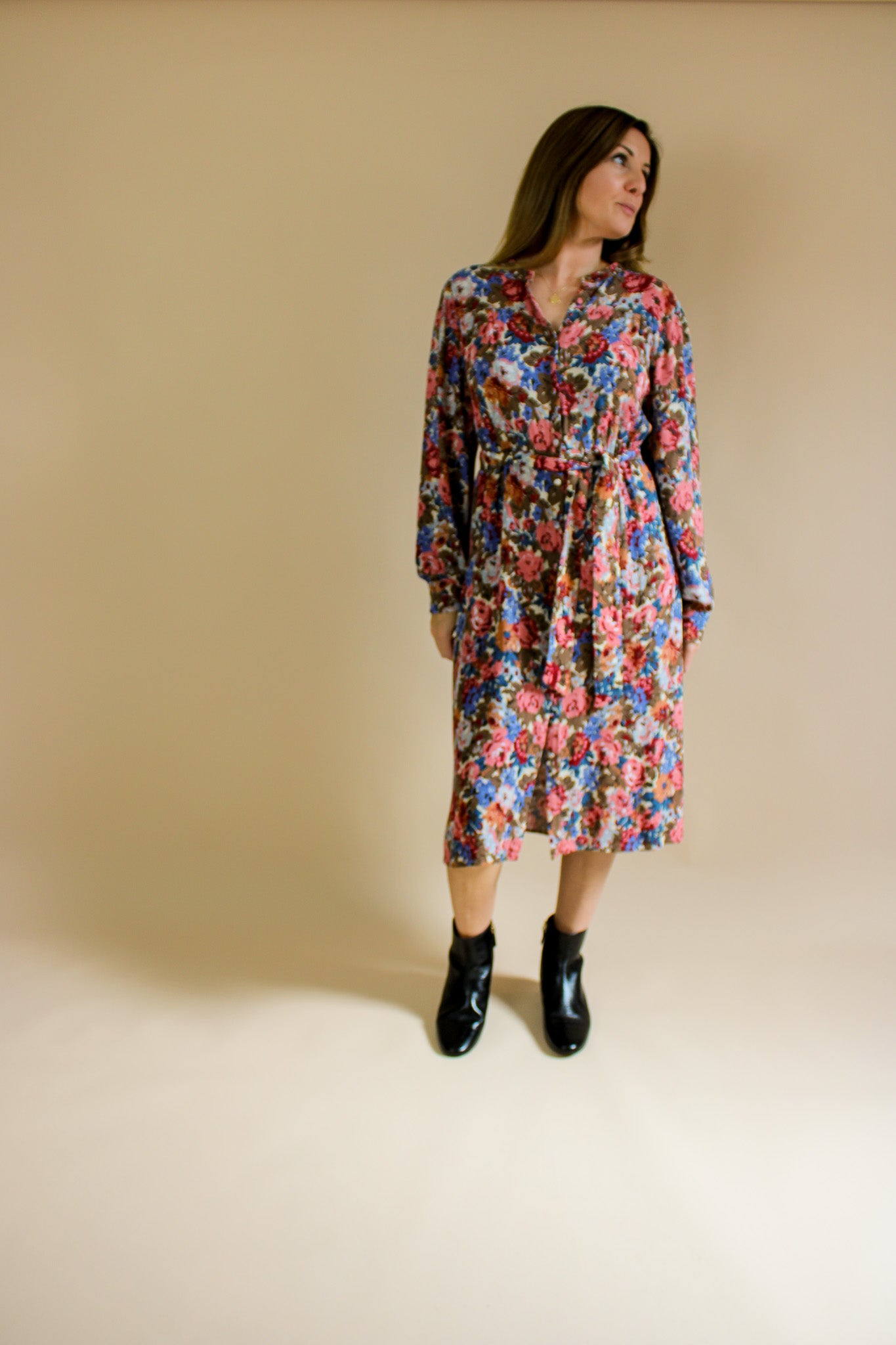 SEZANE Alix Floral LS Shirt Midi Dress Size 42