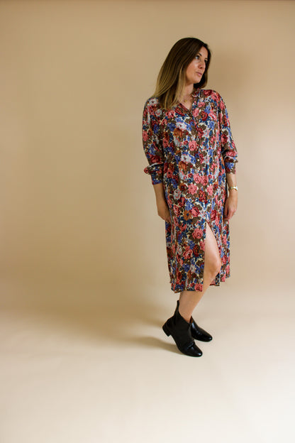 SEZANE Alix Floral LS Shirt Midi Dress Size 42