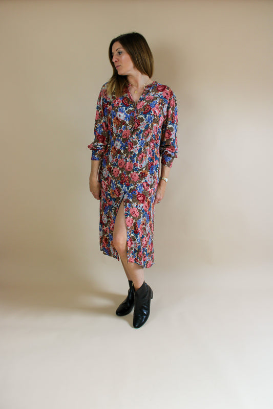 SEZANE Alix Floral LS Shirt Midi Dress Size 42