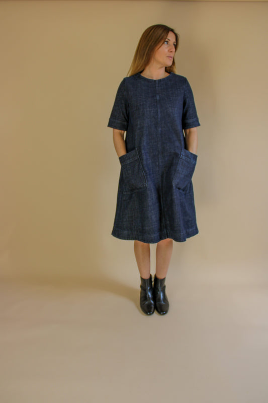 TOAST Short Sleeve A Line Denim Dress Size 12