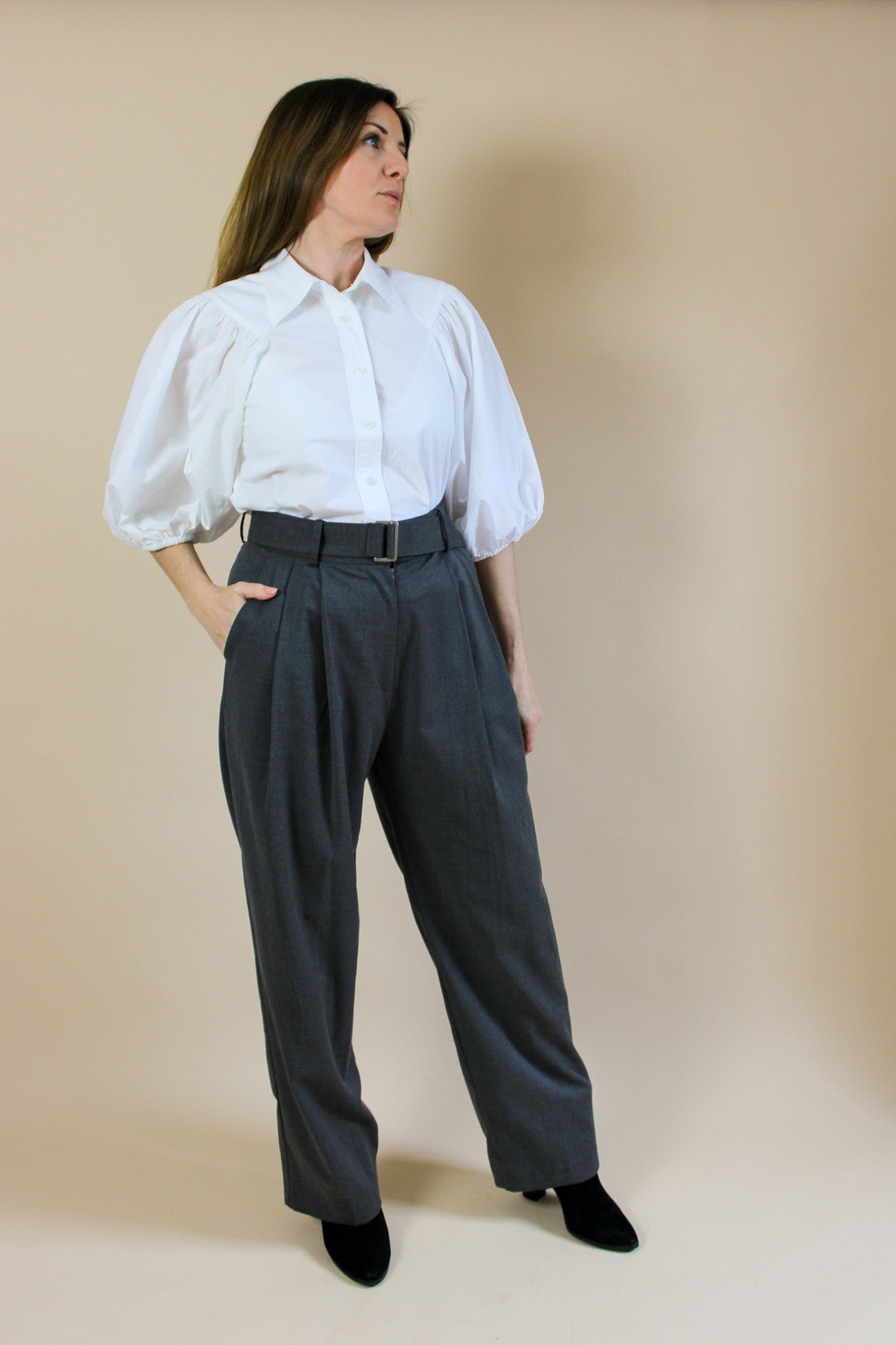 THE FRANKIE SHOP Belted Pleat Trousers Size L