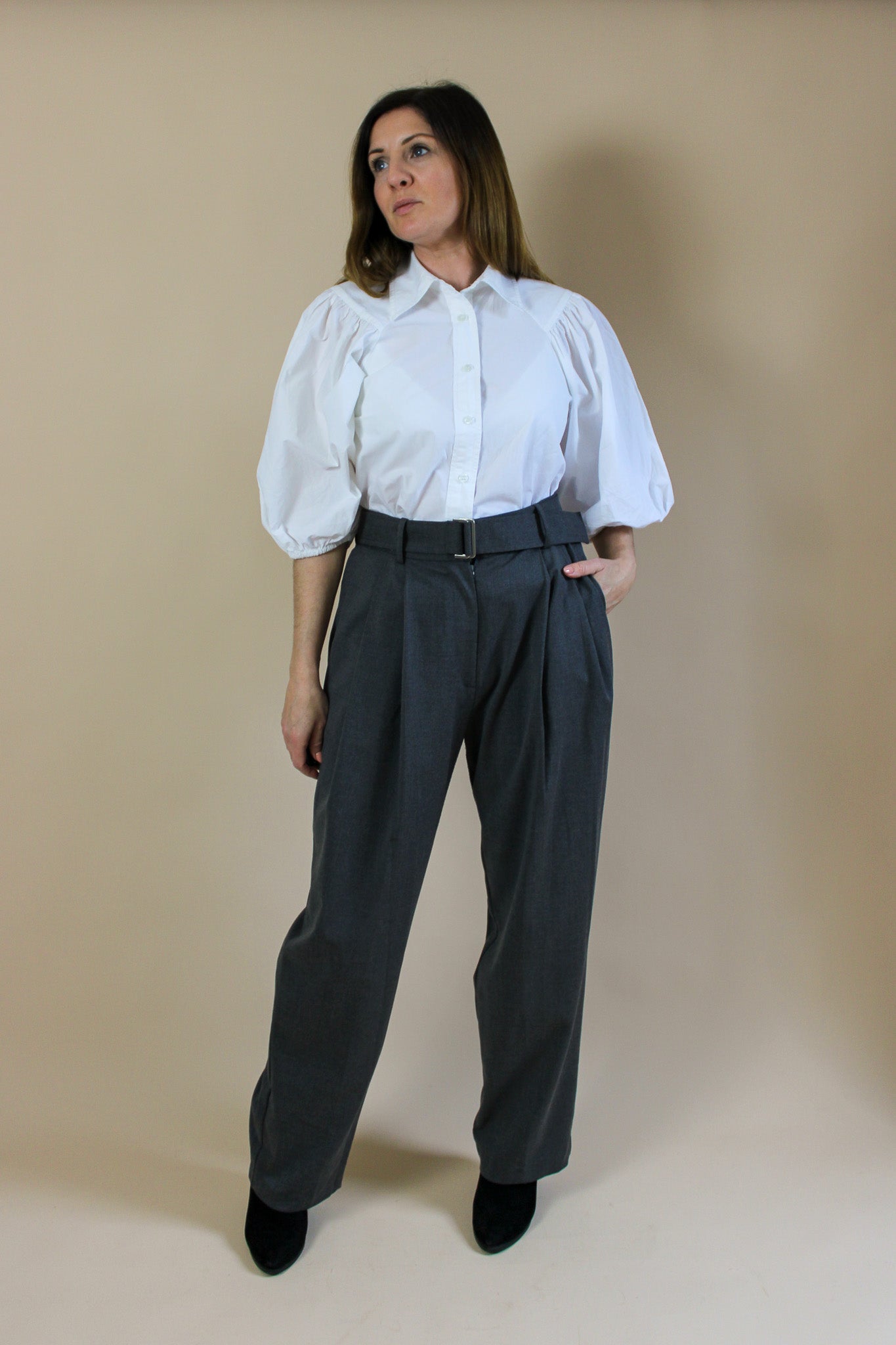 THE FRANKIE SHOP Belted Pleat Trousers Size L