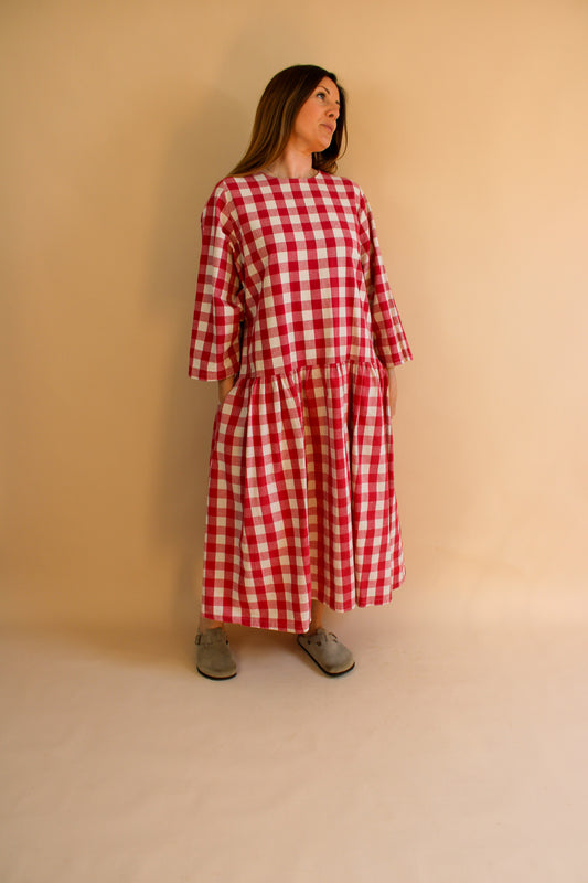 APRIL MEETS OCTOBER Gingham Midi Dress One Size