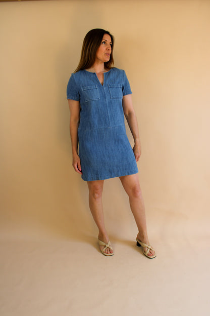 A.P.C Short Sleeve Tunic Denim Dress Size S