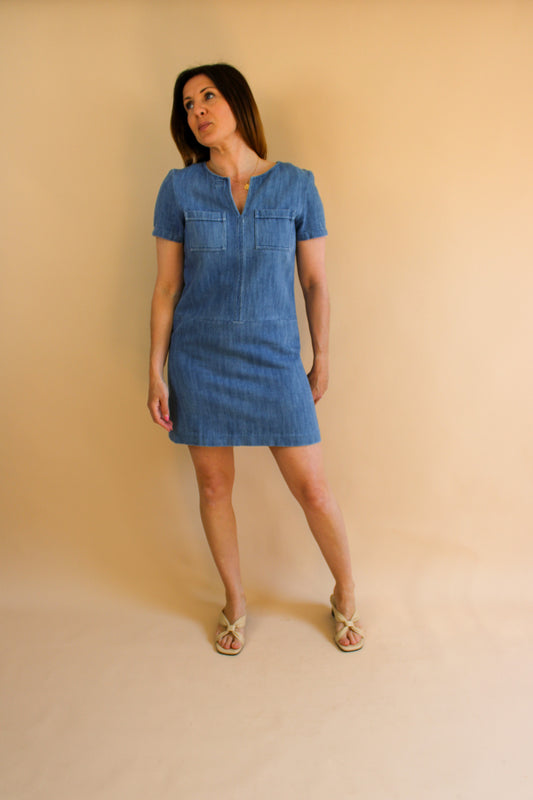 A.P.C Short Sleeve Tunic Denim Dress Size S